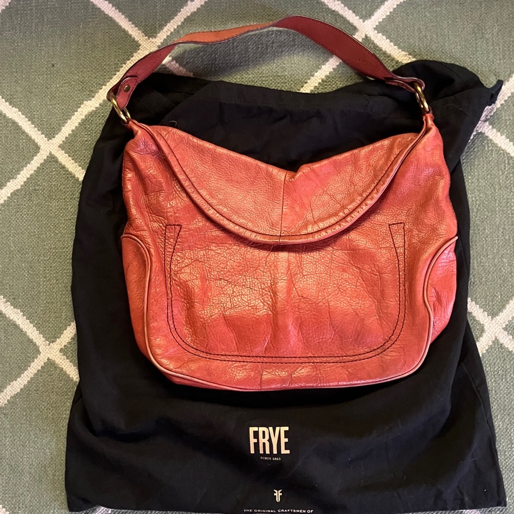 Frye Cherry Leather Hobo Bag
